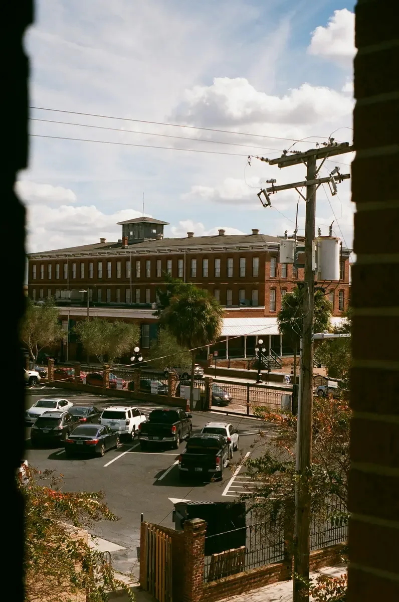 Historic Ybor Factory Building beside a Tampa street; contextual photograph, not a photograph of Red tide at background levels
