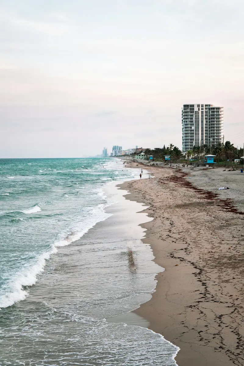 Fort Lauderdale beach with oceanfront towers in the distance
