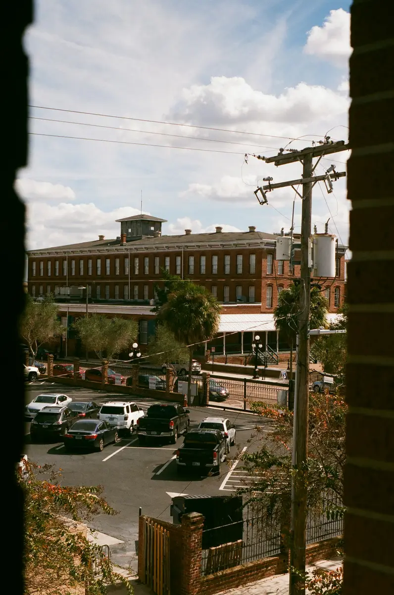The historic Ybor Factory Building on a street in Ybor City, Tampa