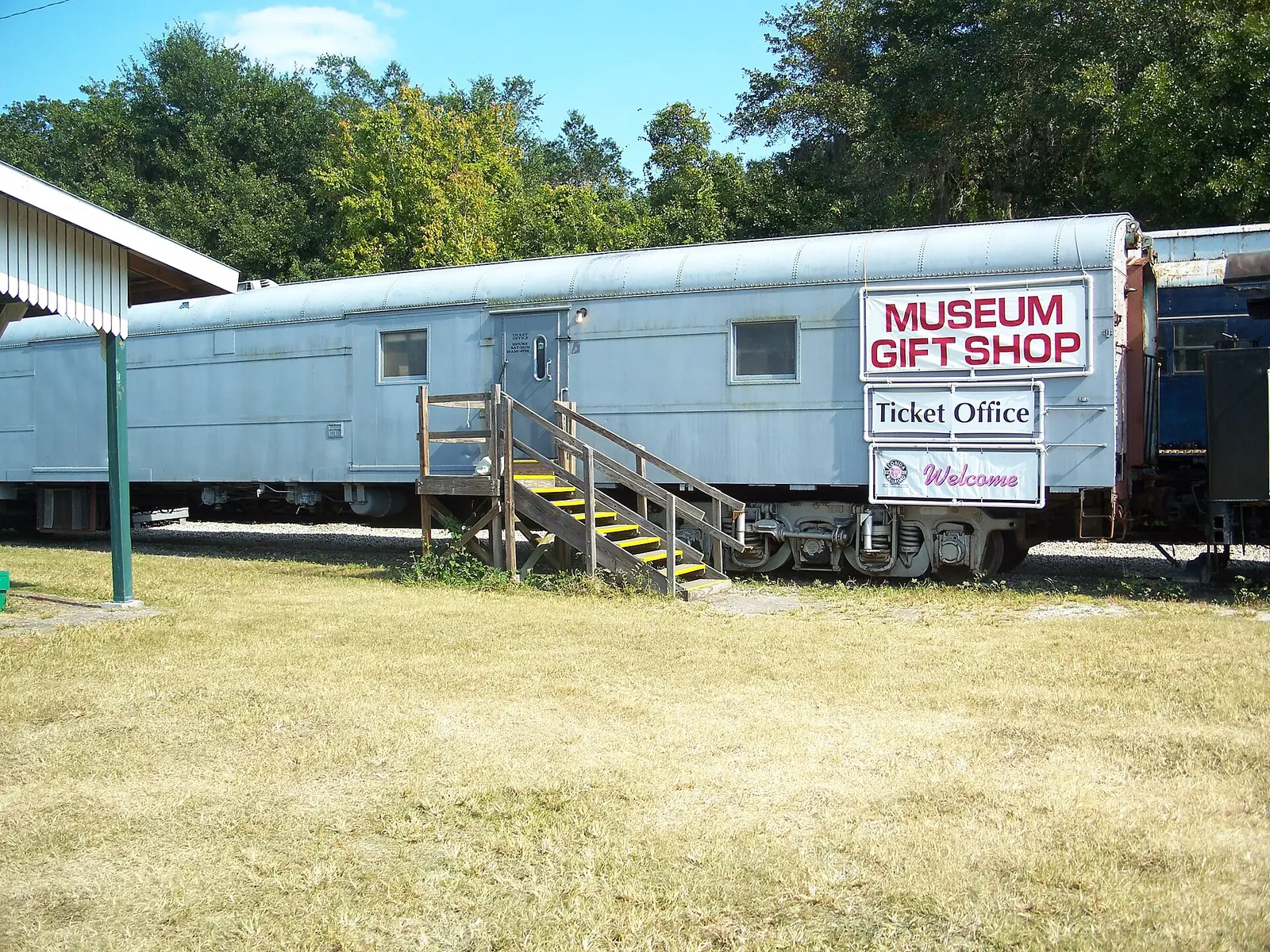Railcar ticket office and museum gift shop at the Florida Railroad Museum in Parrish